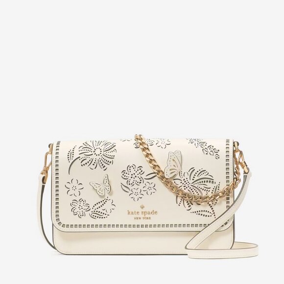 Kate Spade Madison Perforated Willow Convertible Crossbody Butterfly Flowers - Picture 6 of 11